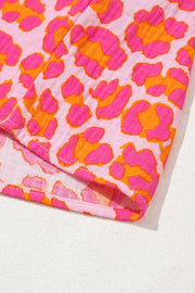 Rose Leopard Printed Button Up Loose Shirt