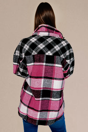 Black Plaid Colorblock Loose Shacket