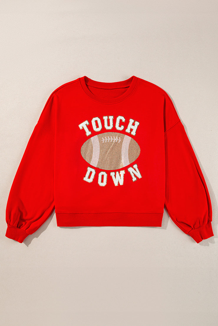 Sudadera con estampado de fútbol TOUCH DOWN en rojo intenso