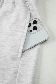 Light Grey Girly Bow Embroidered Detail Puff Sleeve Pullover 2pcs Short Set