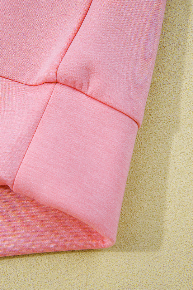 Pink Half Zip Sporty Pullover Mini Skirt 2pcs Outfit