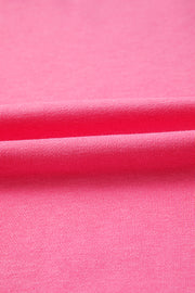 Bright Pink Plus Size Henley Drop Shoulder Pullover and Jogger Pants Two Piece Set