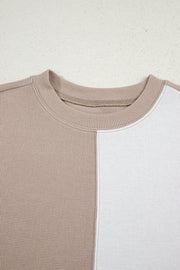 Jet Stream Textured Colorblock Patchwork Tee and Shorts Set