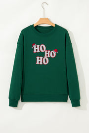 Evergreen Embroidered Letter Graphic Christmas Fashion Sweatshirt