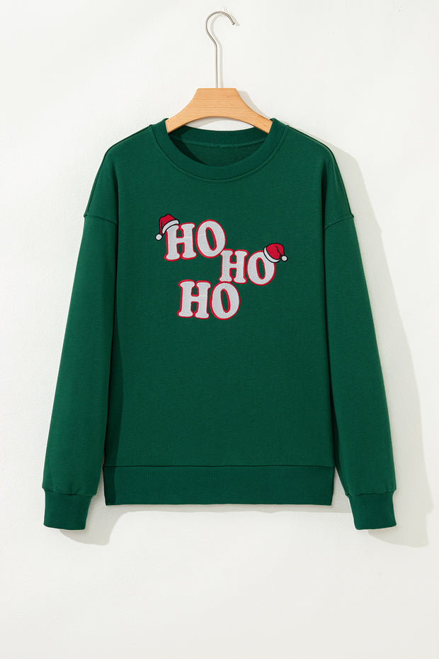 Evergreen Embroidered Letter Graphic Christmas Fashion Sweatshirt