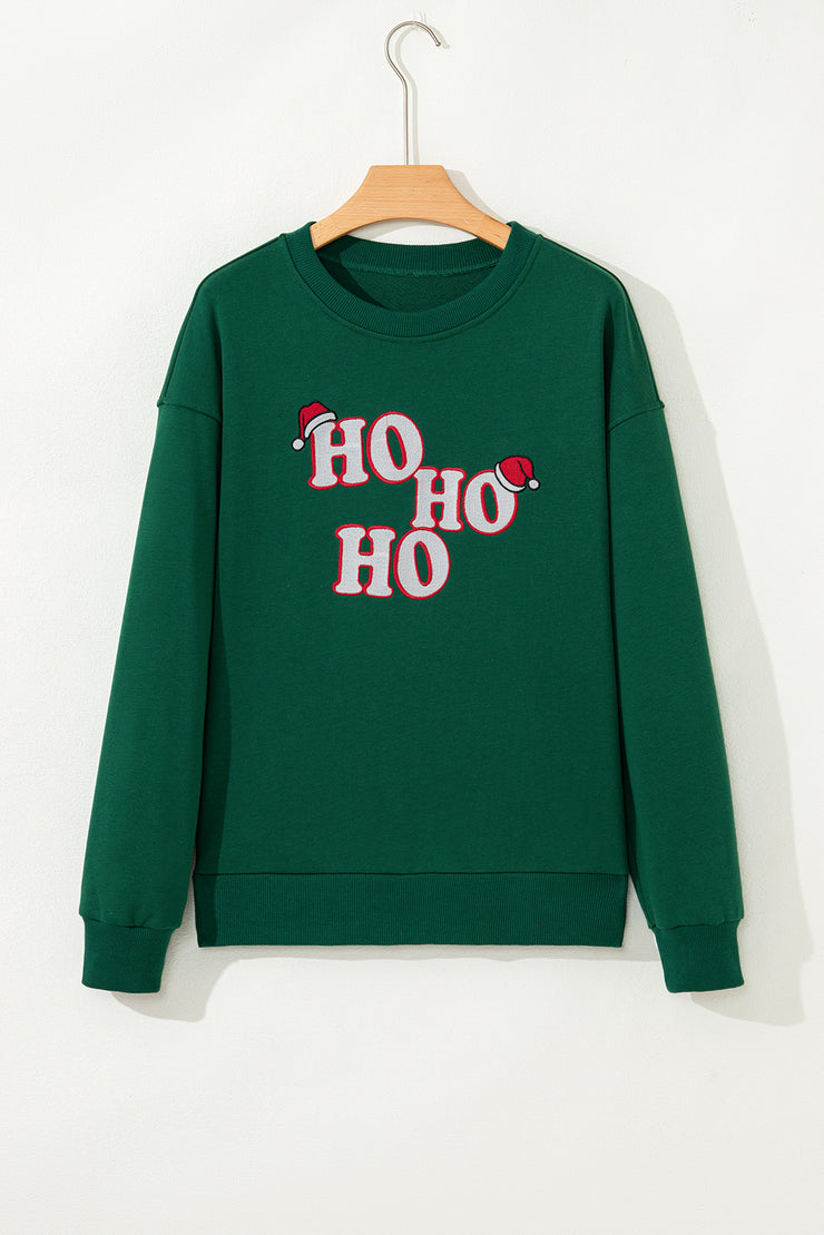 Evergreen Embroidered Letter Graphic Christmas Fashion Sweatshirt