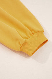 Citrus Pleated Balloon Sleeve Pullover Solid Sweatshirt