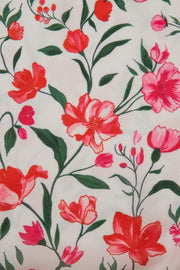 Pink Plus Size Floral Square Neck Puff Sleeve Ruffle Maxi Dress