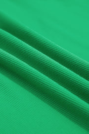 Bright Green Ribbed Pearl Beaded Puff Sleeve Top