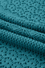 Lapis Mix Pattern Hollowed Knit Open Front Cardigan