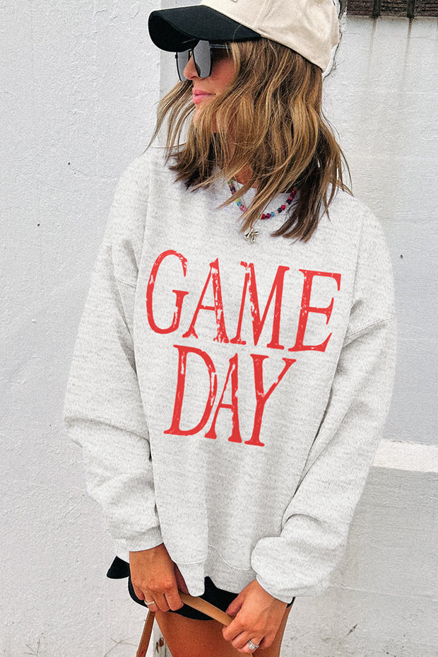 Red Vintage Washed GAME DAY Graphic Baggy Sweatshirt
