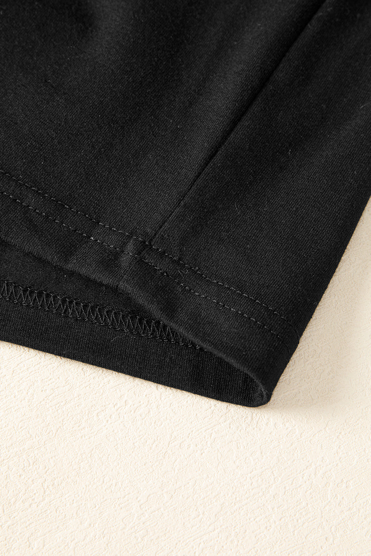 Black Sequin Pumpkin Face Halloween T Shirt