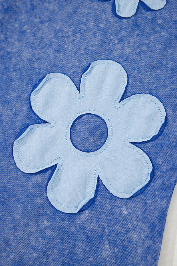 Lilac Floral Patch Exposed Seam Raw Edge Pants Set