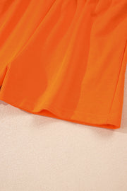 Orange Varsity Stripe Detail Drop Shoulder Pullover Mini Skirt Set