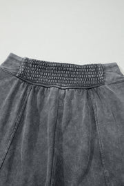 Medium Grey Mineral Wash Jogger Style High Waist Casual Pants