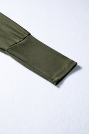 Four Leaf Clover Solid Color Extended Cuffs Long Sleeve Top