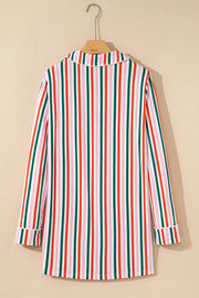 Pink Stripe Christmas Long Sleeve Shirt Style Lounge Dress