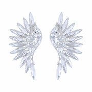 Silver Stone Wing Design Clip On Earrings