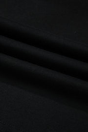 Black Solid Drop Shoulder Drawstring Cropped Hoodie