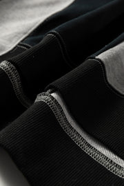 Color black Colorblock Henley High Low Oversize Sweatshirt