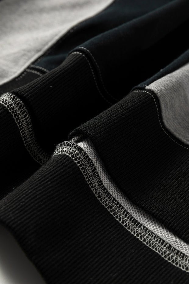 Color black Colorblock Henley High Low Oversize Sweatshirt