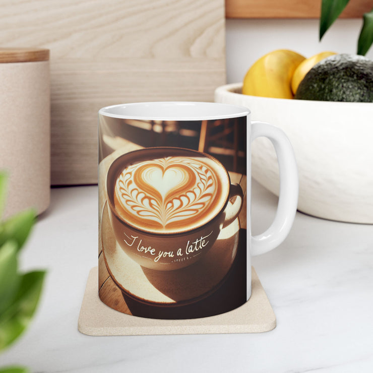 I Love You Latte Ceramic Mug 11 oz or 15 oz Romantic Gift for Coffee Lovers