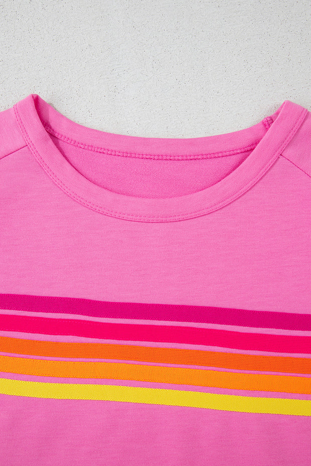 Camiseta informal con parche frontal a rayas Bonbon