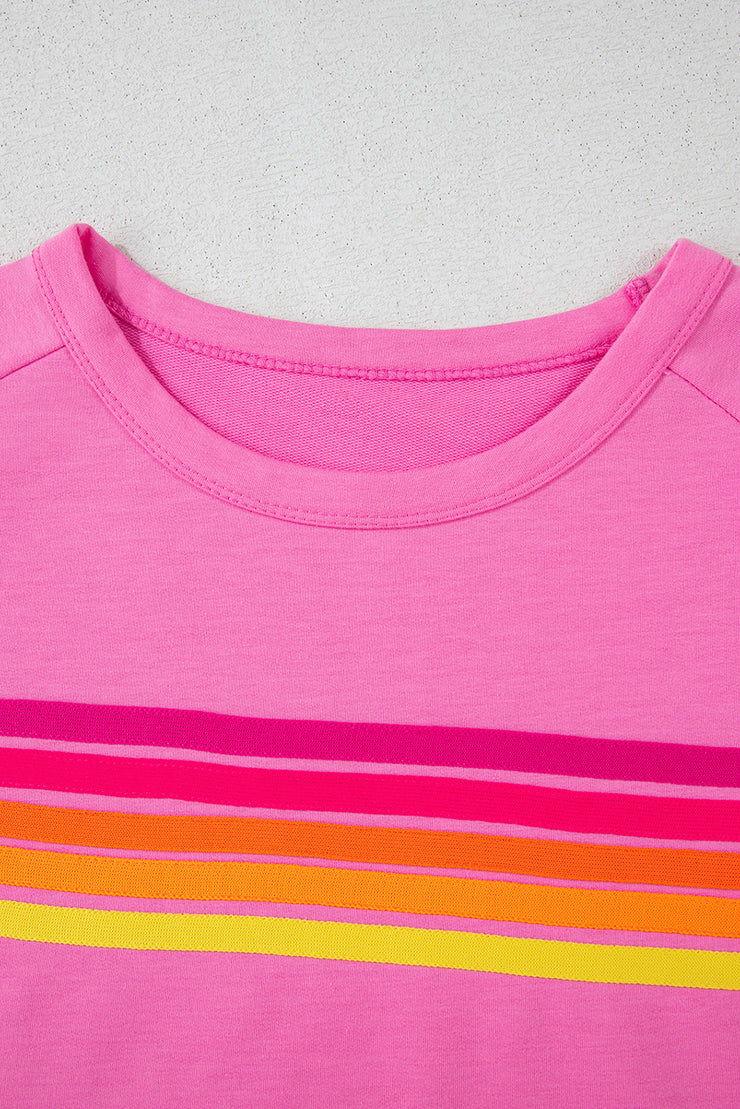 Camiseta informal con parche frontal a rayas Bonbon