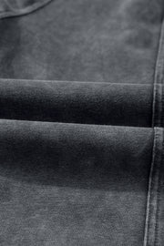 Medium Grey Mineral Wash Jogger Style High Waist Casual Pants