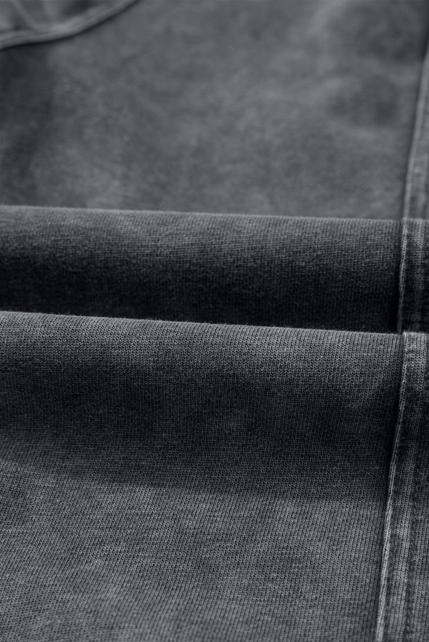 Medium Grey Mineral Wash Jogger Style High Waist Casual Pants