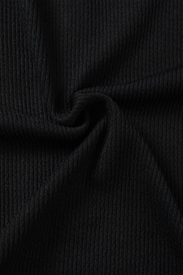 Black Zip up Mock Neck Ribbed Sleeveless Bodysuit