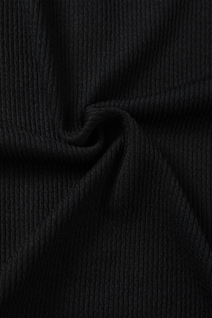 Black Zip up Mock Neck Ribbed Sleeveless Bodysuit