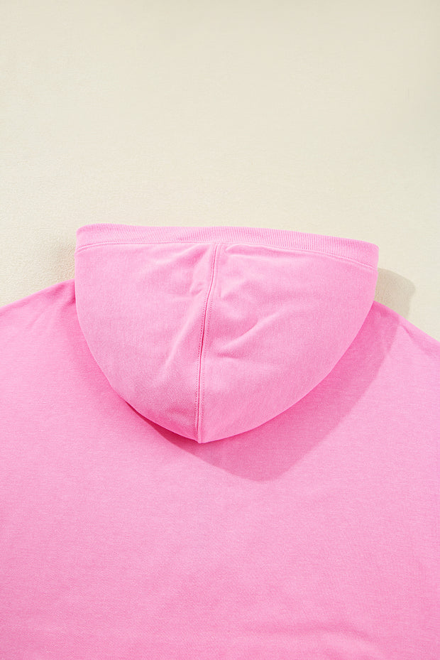 Bonbon Checkered Patchwork Kangaroo Pocket Half Zipper Hoodie