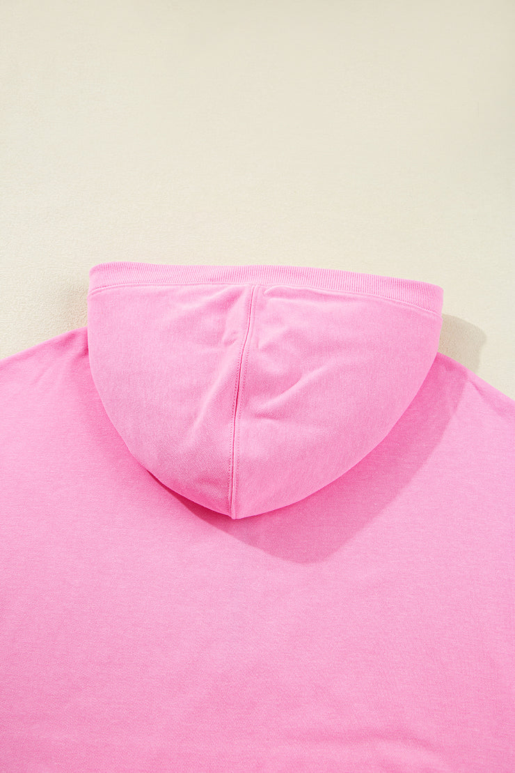 Bonbon Checkered Patchwork Kangaroo Pocket Half Zipper Hoodie