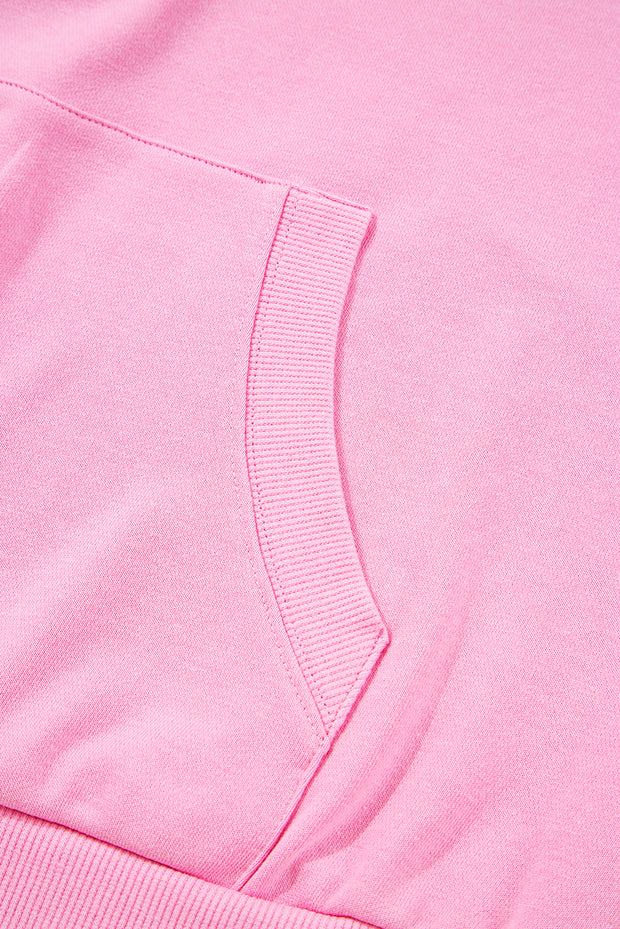 Bonbon Checkered Patchwork Kangaroo Pocket Half Zipper Hoodie