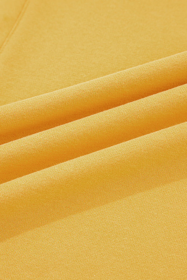 Citrus Pleated Balloon Sleeve Pullover Solid Sweatshirt