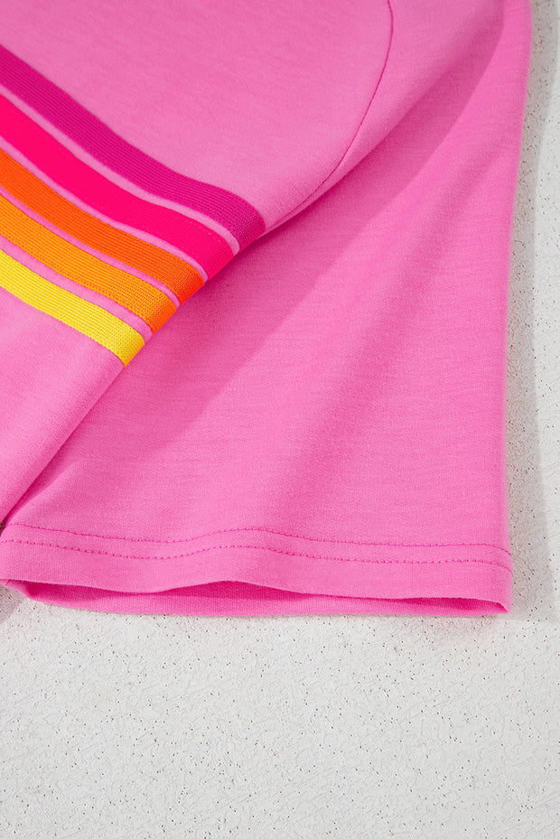 Camiseta informal con parche frontal a rayas Bonbon