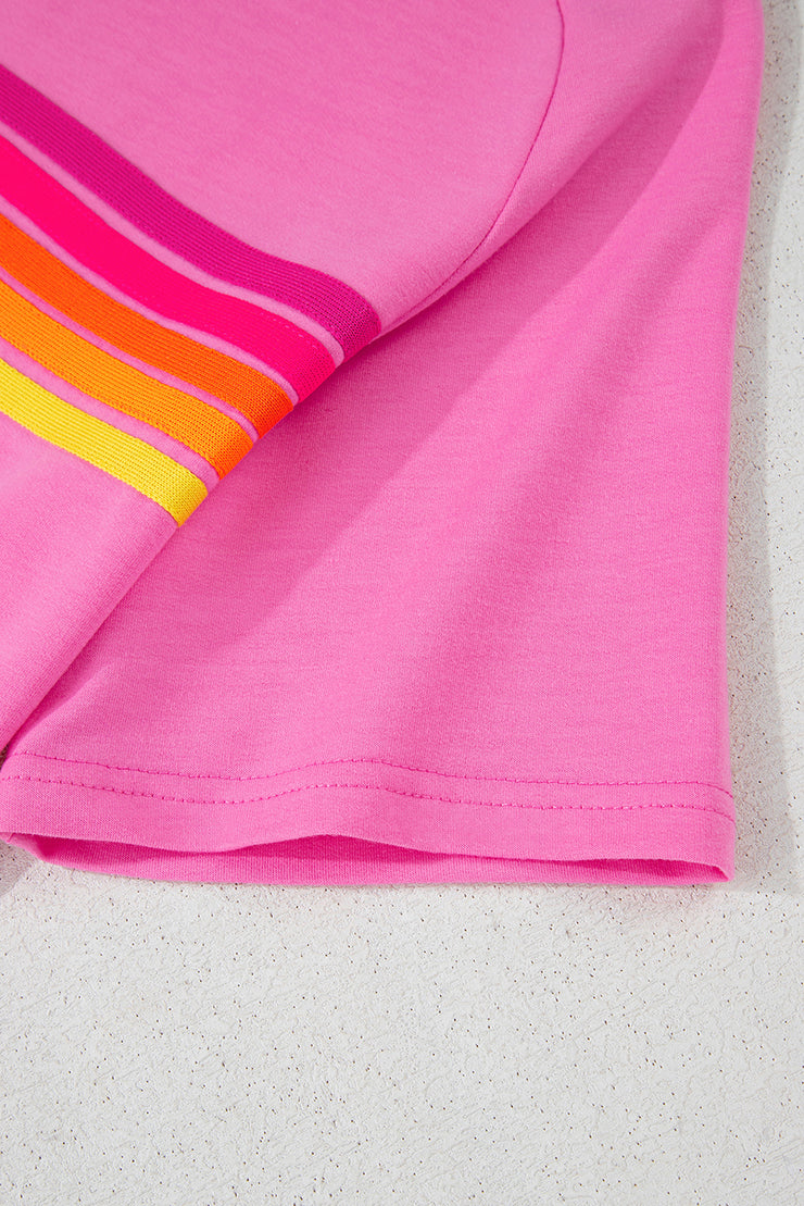 Camiseta informal con parche frontal a rayas Bonbon