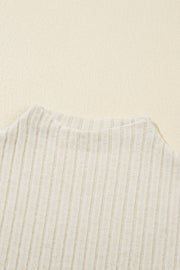 Camiseta de tirantes de cuello alto de punto acanalado color albaricoque