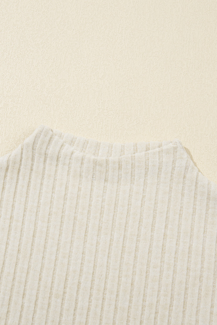 Camiseta de tirantes de cuello alto de punto acanalado color albaricoque