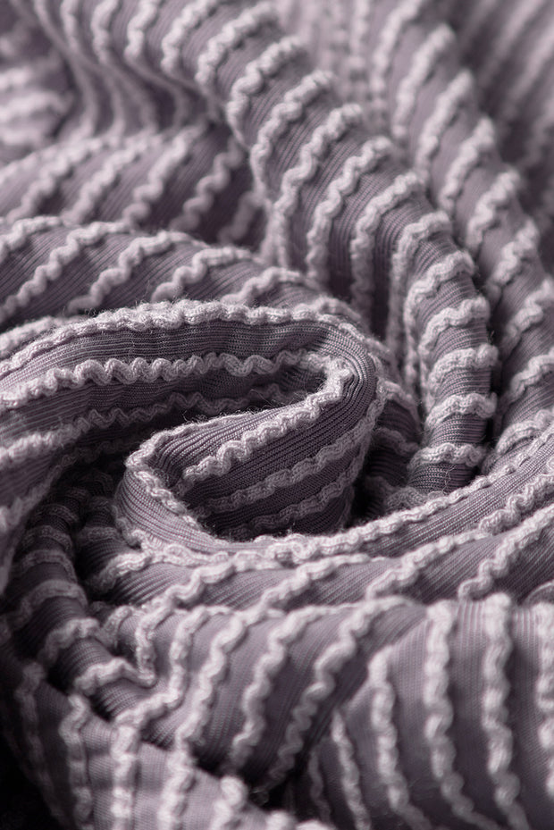 Wild Wind Solid Corded Knit Short Sleeve T Shirt and Wide Leg Pants Set