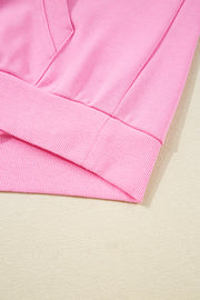 Bonbon Checkered Patchwork Kangaroo Pocket Half Zipper Hoodie