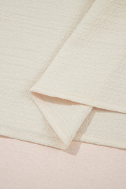 Beige Textured Bow Knot Frilled Butterfly Sleeve Blouse