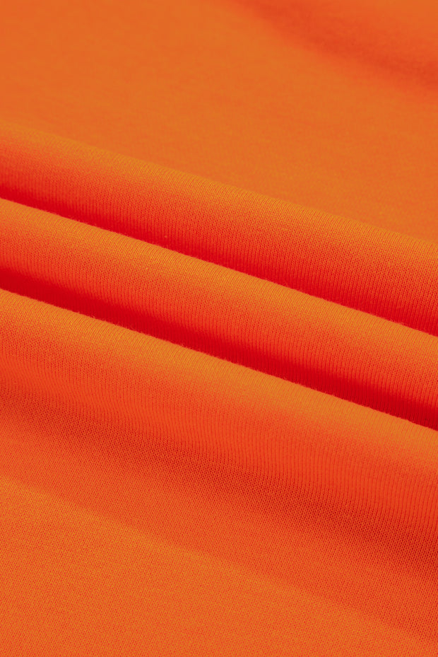 Orange Varsity Stripe Detail Drop Shoulder Pullover Mini Skirt Set