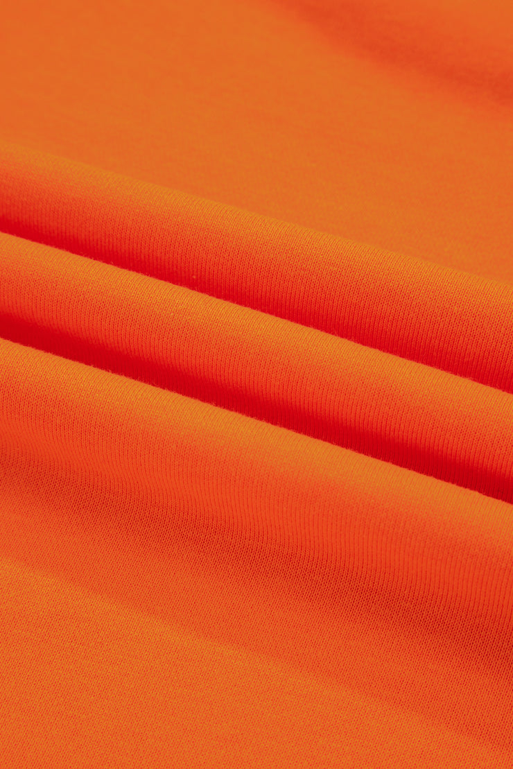 Orange Varsity Stripe Detail Drop Shoulder Pullover Mini Skirt Set