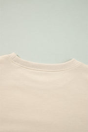 Jet Stream Solid Color Ruffled Shoulder Long Sleeve Blouse