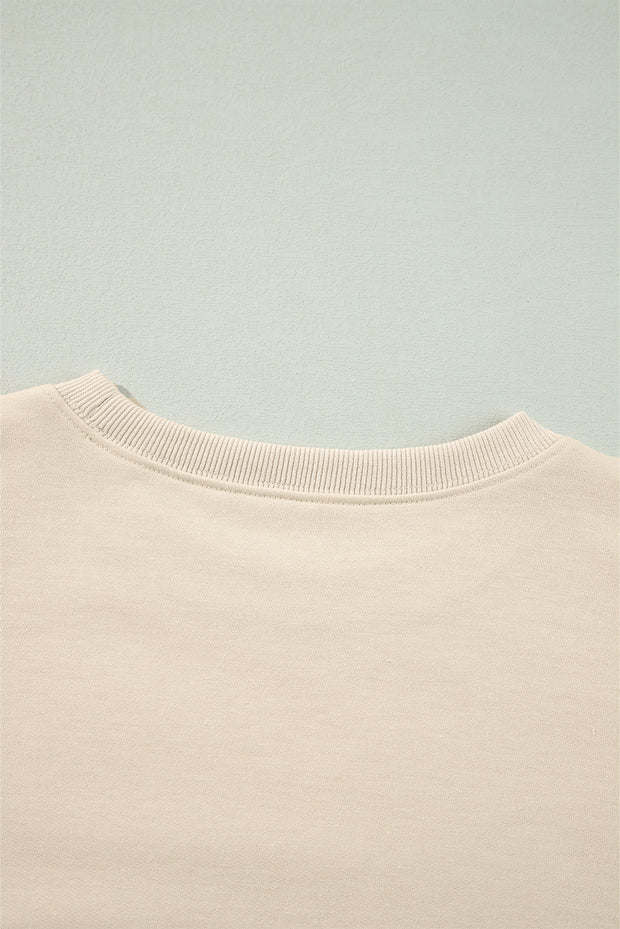 Jet Stream Solid Color Ruffled Shoulder Long Sleeve Blouse