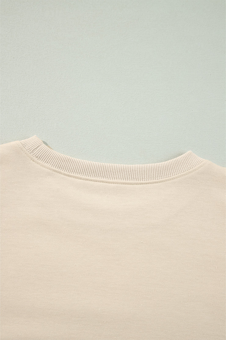 Jet Stream Solid Color Ruffled Shoulder Long Sleeve Blouse