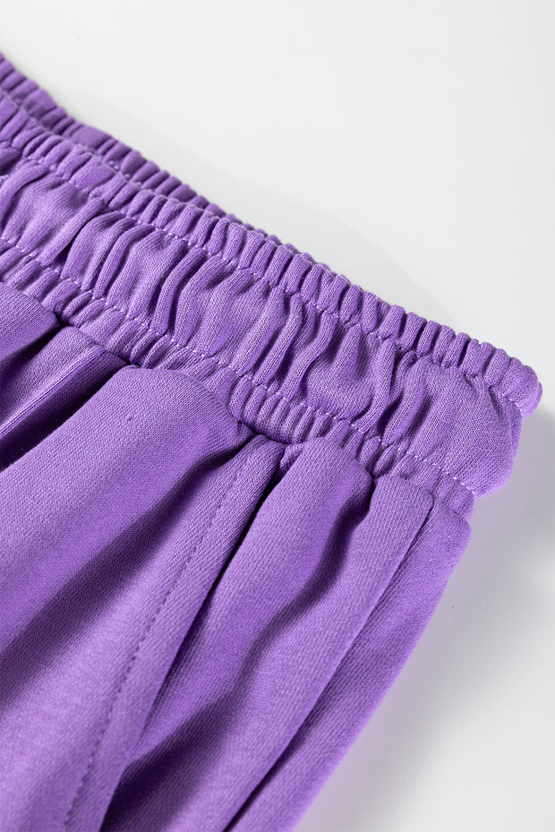 Wisteria Solid Color Collared Pullover and Central Seam Pants Set