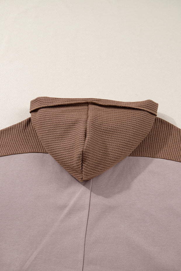 Goat Oversize Waffle Patchwork Exposed Seam Casual Hoodie